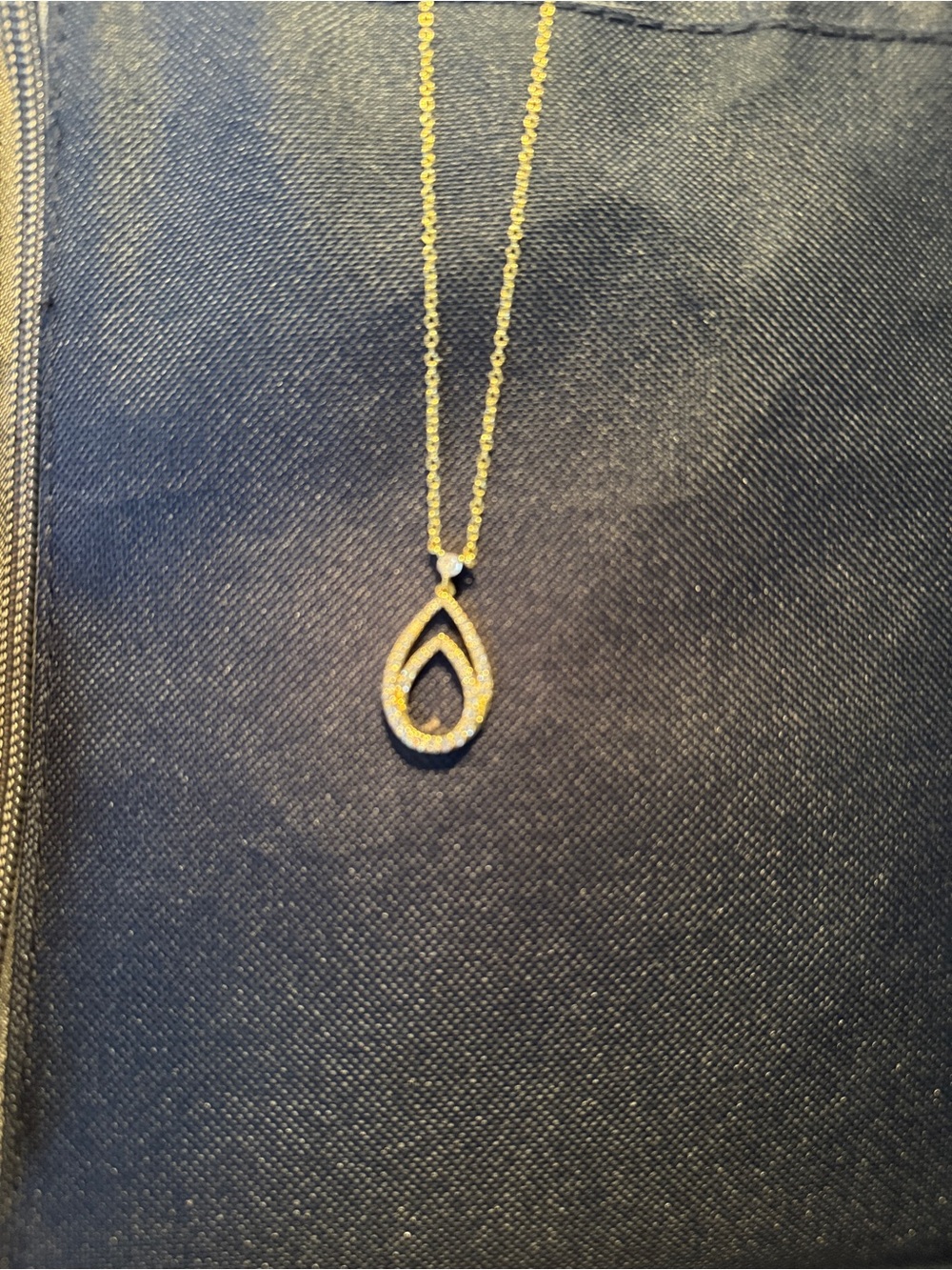 Kenneth Jay Lane Gold Double Teardrop Pendant Necklace